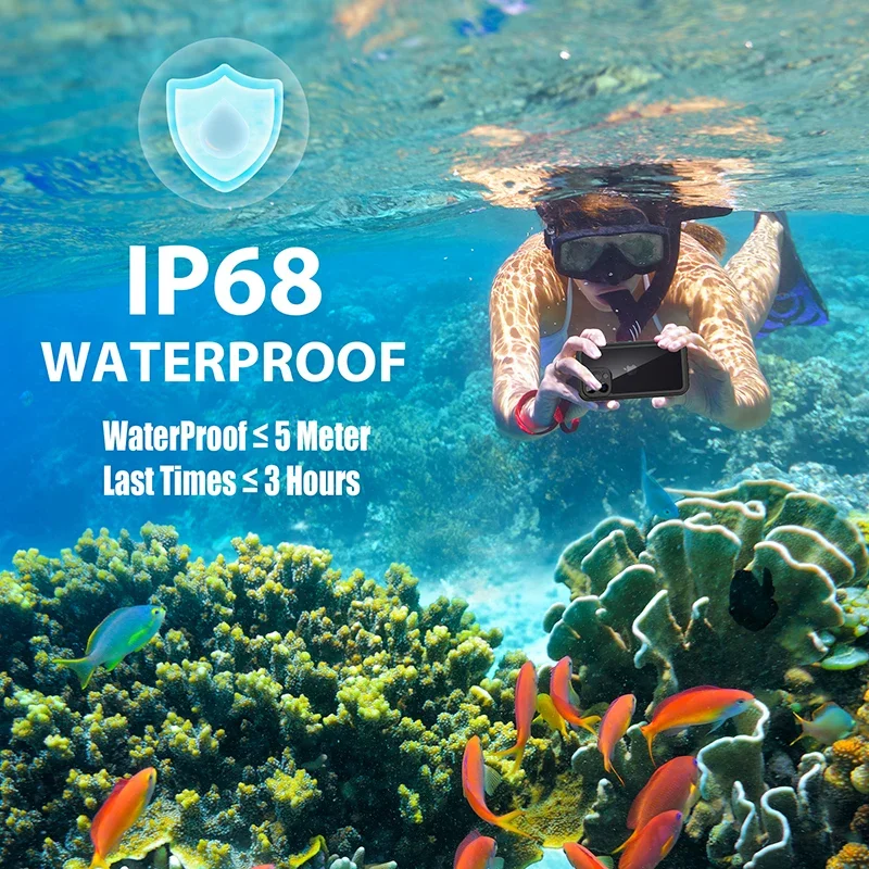 IP68 Waterproof for IPhone 16 15 14 13 Pro Max Plus Phone Case Clear Cover Diving Underwater Swim Outdoor Sports Magnetic