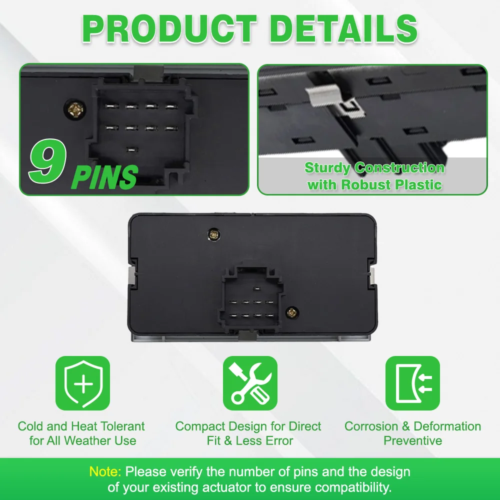Fog Light and Headlight Switch  1900318 1507637  2091754 for Scania  P G R T-Series Plastic Black 9 Pins