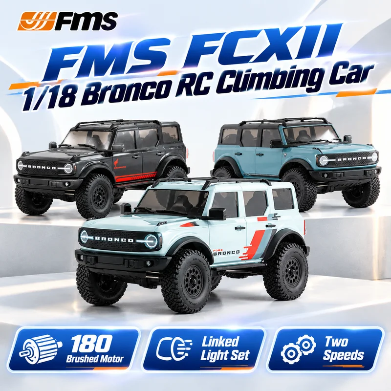 FMS FCX18II 1/18 New 2S Brushed Remote Control Simulation Bronco RC Electric Climbing Off-road Vehicle Two-speed Model With LiED