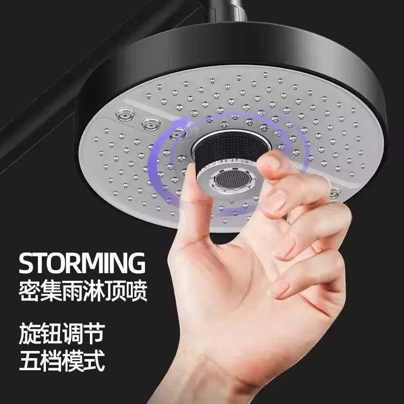 Cabezal de ducha de lluvia de gran flujo, 5 modos, supercarga, montado en el techo, cabezal de ducha de Spa, pulverizador superior de alta presión, accesorios de baño