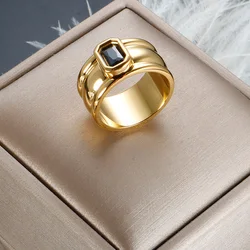 New Fashion Punk Smooth 316L Stainless Steel Cubic Zircon Ring for Women Men Hip Hop Party Engagement Wedding Wholesales Jewelry