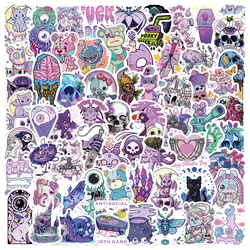 65pcs Cartoon Purple Gothic Stickers For Phone Suitcase Laptop Ipad Scrapbook Stationery Goth Sticker Scrapbooking Material