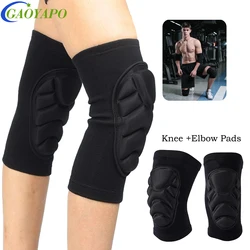 1Pair Unisex Elbow Knee Pads Brace Support for Cycling,Workout,Sports,Anti Slip Collision Avoidance Kneepads with Thick EVA Foam