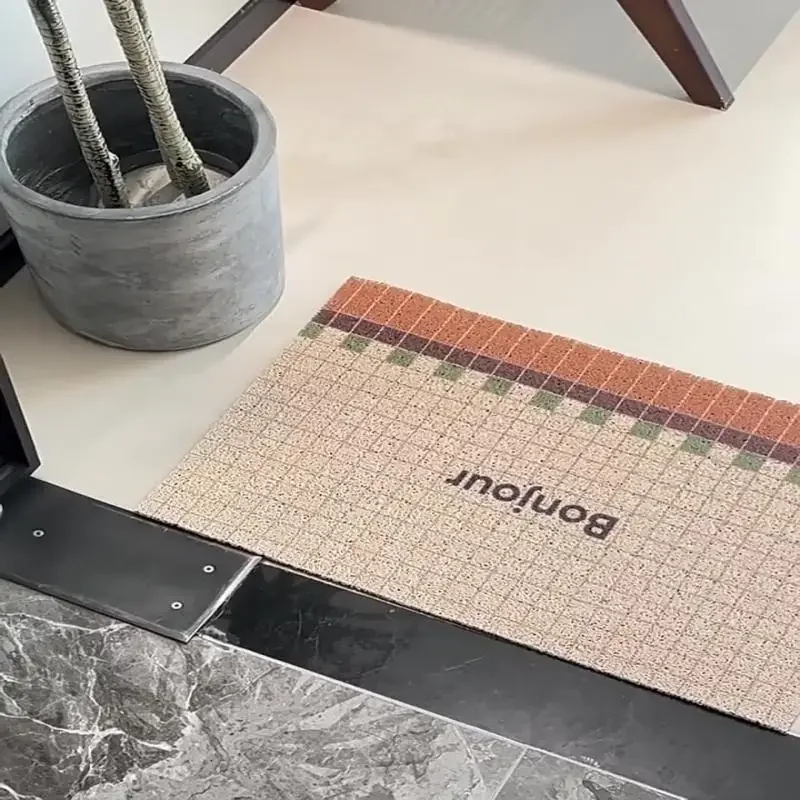 Colorful PVC Doormat Cuttable Geometric House Entrance Welcome Mat Rug Carpet Anti Dust Pad Outdoor Aesthetic Home Room Decor