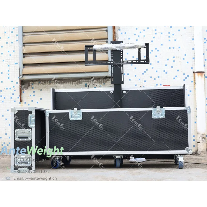 Portable 55/65 Inch TV Flight Case with Electric Lifting Bracket for Conference Exhibition Stage Hotel AV Display Transport