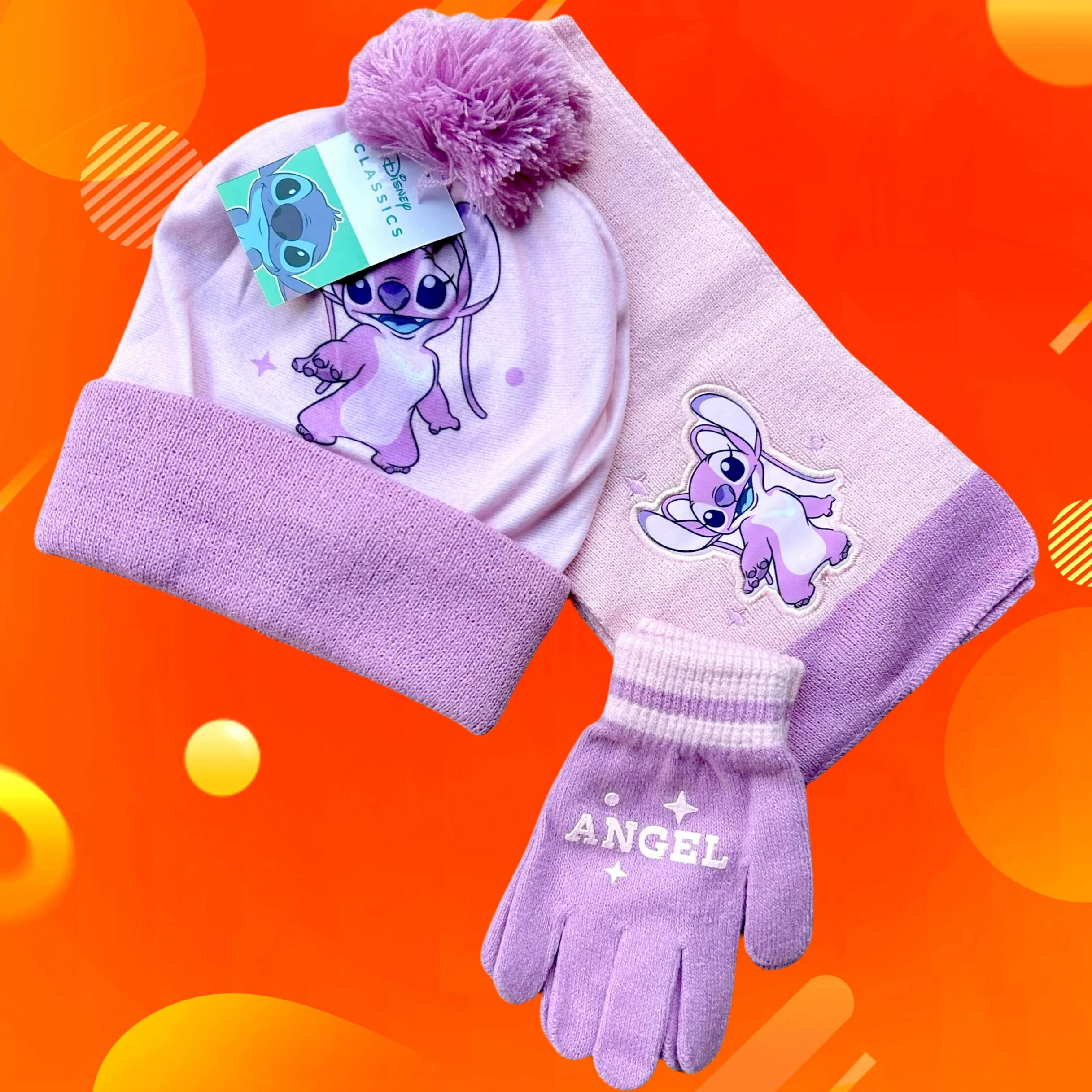 Disney New Autumn and Winter Children Ice and snow Elsa Stitch Cartoon Scarf Hat glove three-piece Warm Boy Girl Child hat