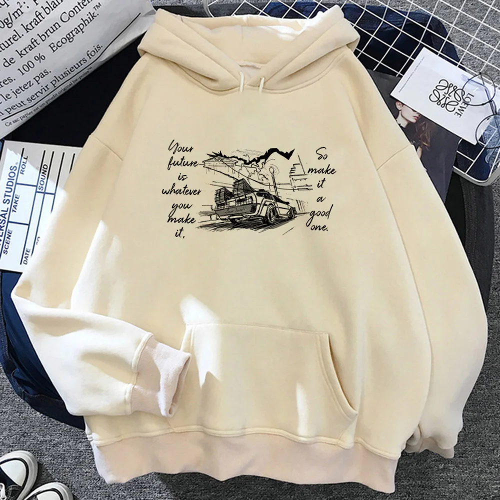 Back to the Future hoodie Japanese elegant winter kawaii athleisure female hoddie Y2K printed design patterned elegant