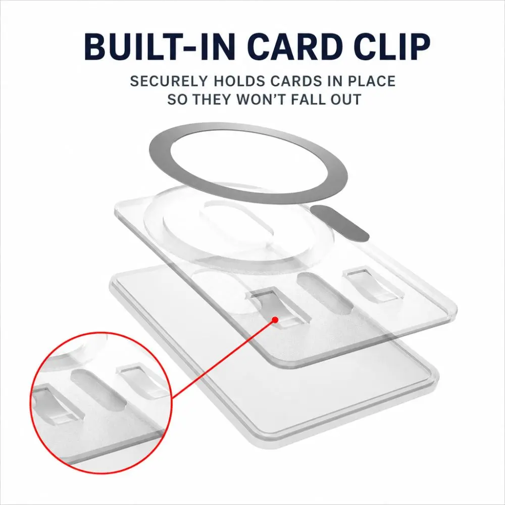 Transparent For MagSafe Card Sleeve Shockproof Ultra-thin Magnetic Stand Card Holder Detachable Lightweight for iPhone, Samsung