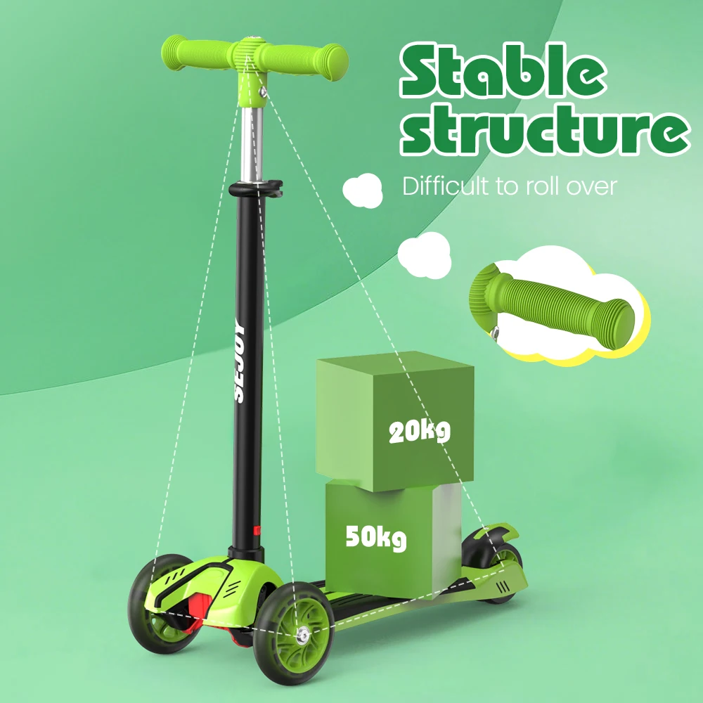 Sejoy crianças scooter para crianças bebê assento dobrável fora da bicicleta brinquedo scooter com altura ajustável/guiador criança kick