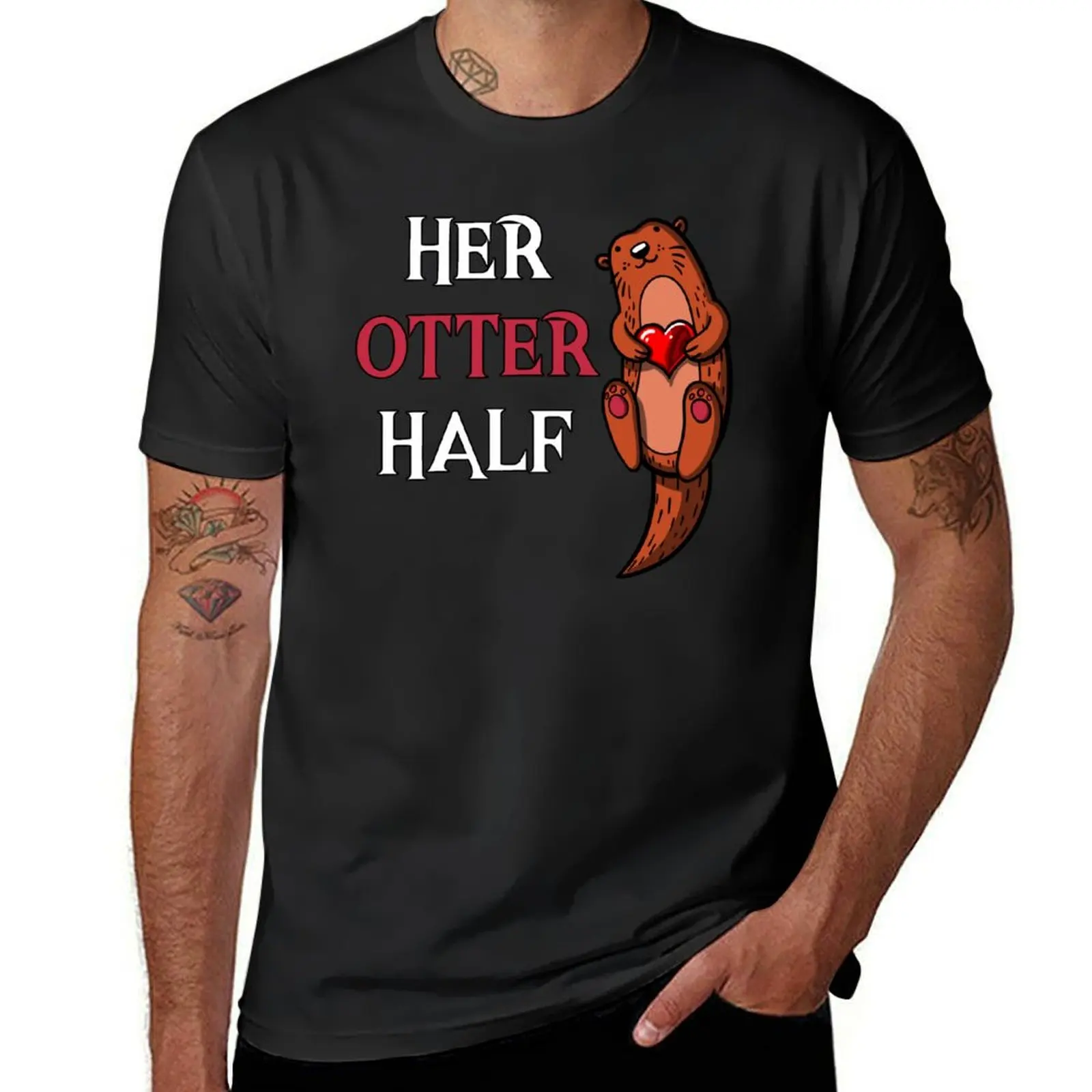 

Her Otter Half Boyfriend T-Shirt blacks Aesthetic clothing tshirts for men