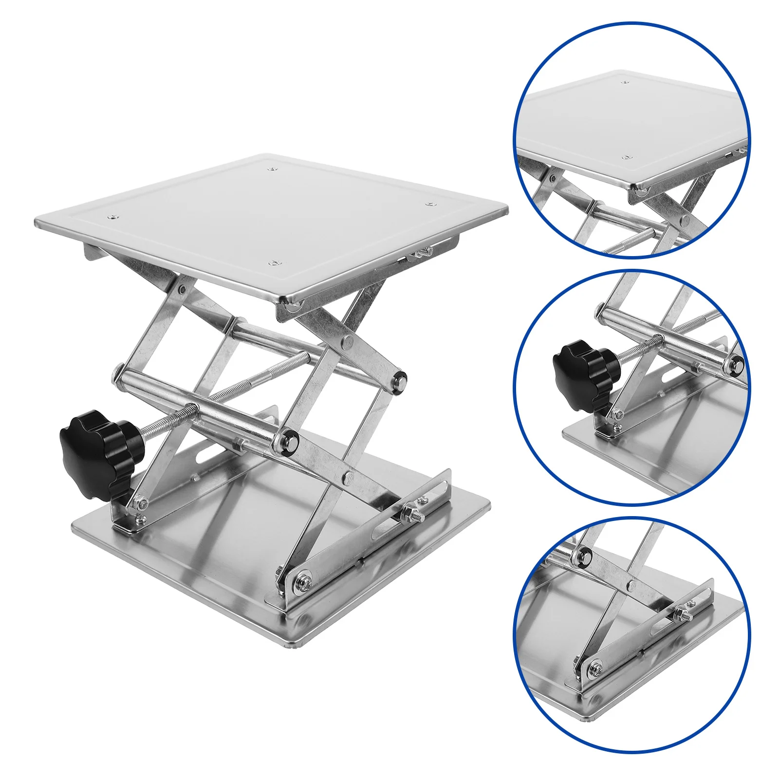 Laboratory Lift Stand Stainless Steel Adjustable Scissor Jack Platform Table 200x200mm Manual Mini Table Lift Lab Support