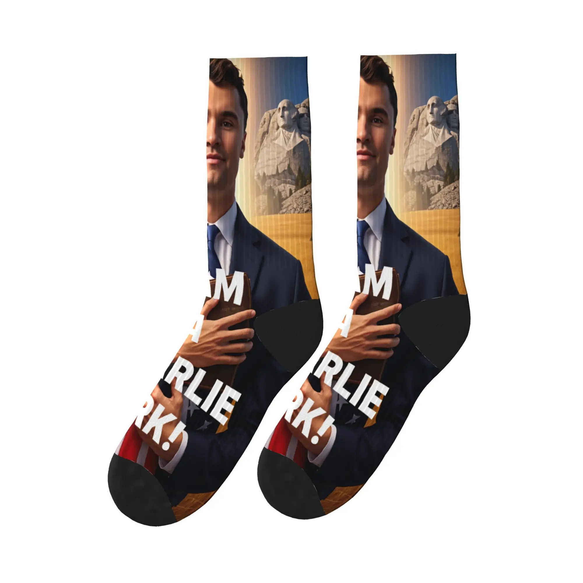 

Взрослые мужские носки Чарли Кирк, костюм с американским флагом, чулки, осенние повседневные средние мягкие носки, дизайнерские спортивные противоскользящие носки для бега