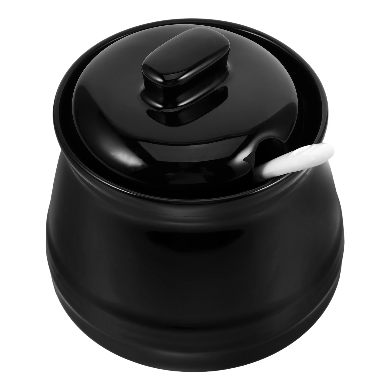 

350Ml Ceramic Sugar Jar Smooth Finish Minimalist Design for Kitchen Countertop Storage Lidded Spice Container with Spoon