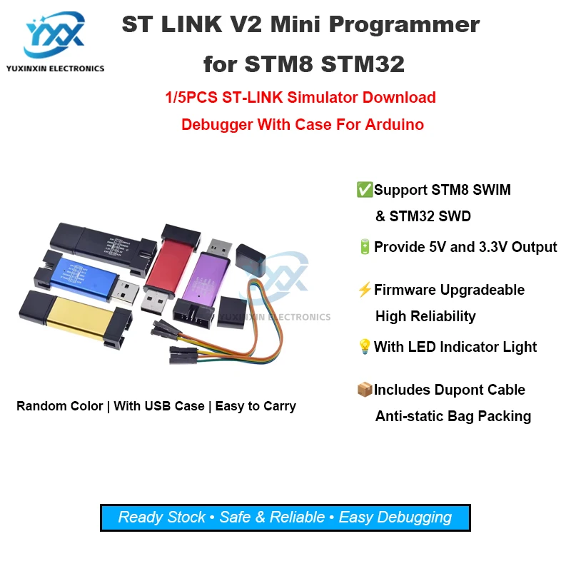 1/5PCS ST LINK Stlink ST-Link V2 Mini STM8 STM32 Simulator Download Programmer Programming With Cover A41 for arduino