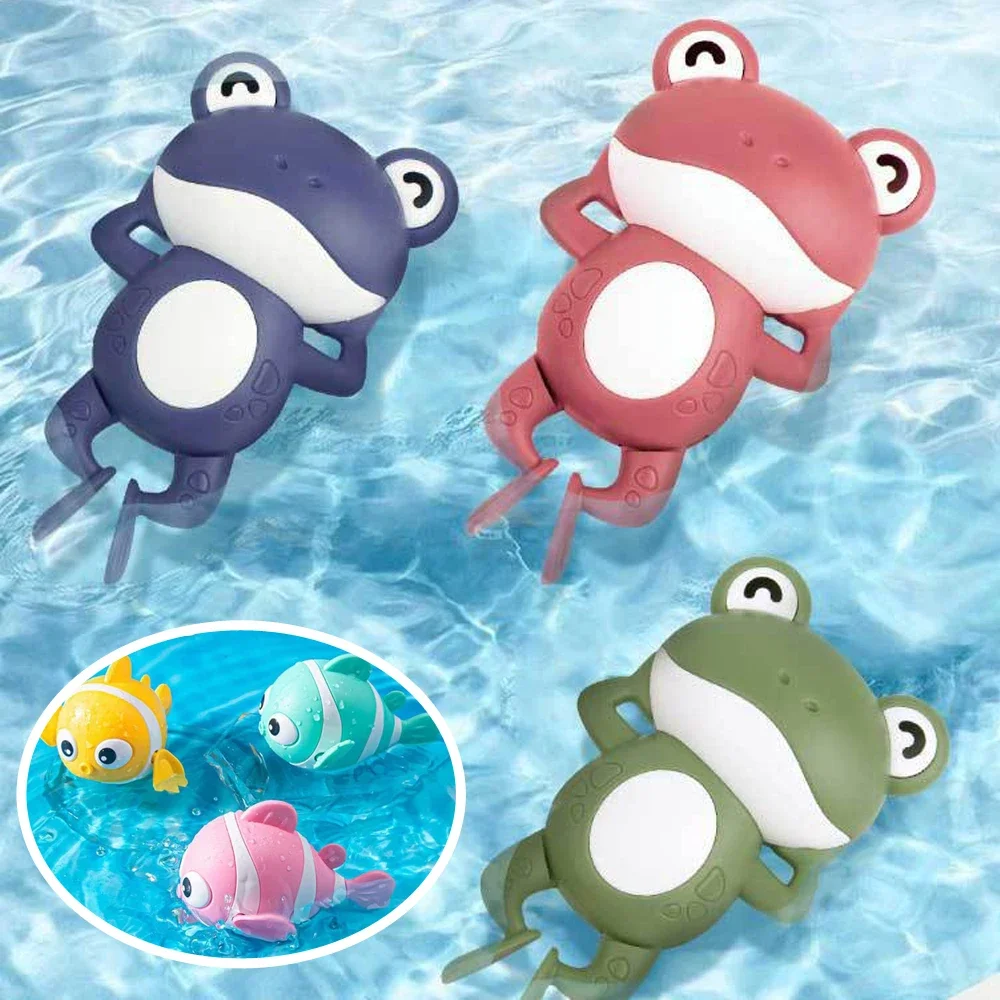 

Summer Cute Floating Swimming Frog Whale Clown Fish Bath Toys for Toddlers Classic Clockwork Water Toys for Boy Girl Baby Gifts