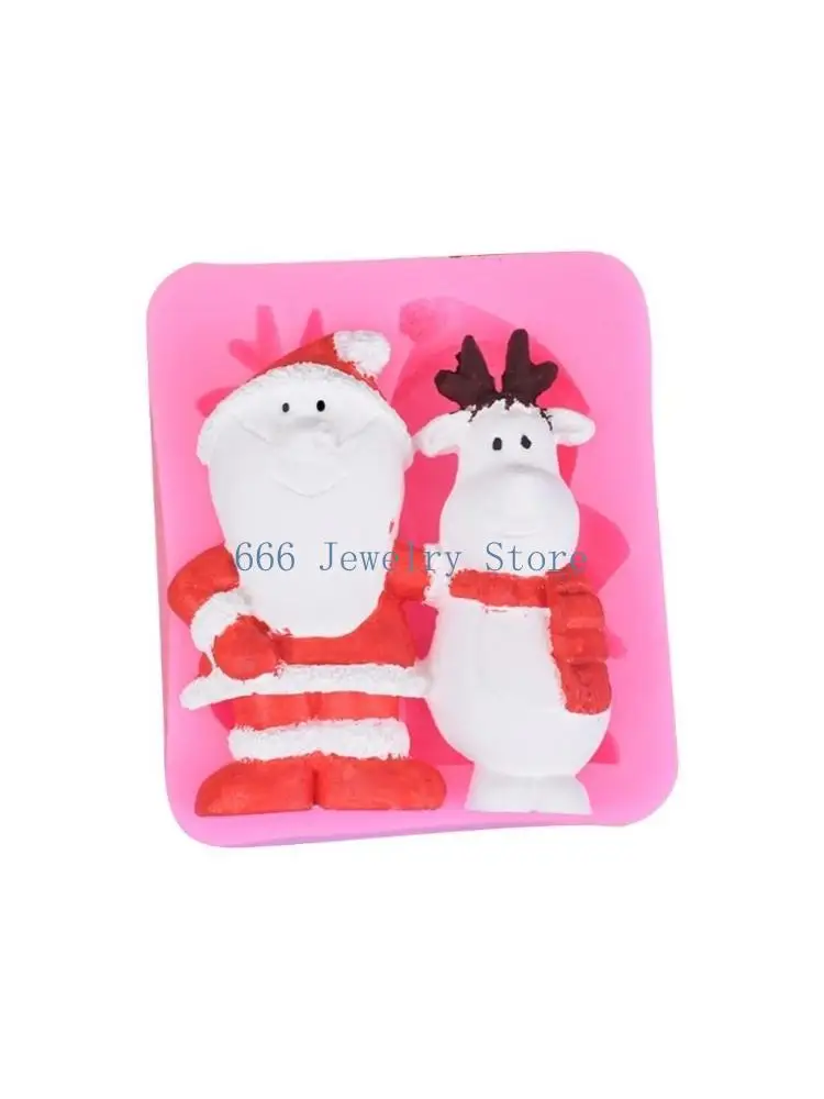 

F2TD Санта-Клаус Лось силиконовая форма DIY Рождественская форма для выпечки инструмент для украшения торта для изготовления