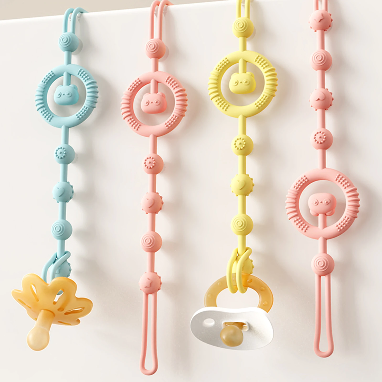 

Toy Straps, Silicone Bottle Holding Clip, Pacifier Holder Clip with Self-Adjusting Bayonet