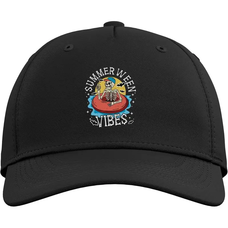 Summerween Vibes Skeleton Float Summer Halloween Adjustable Baseball Hat