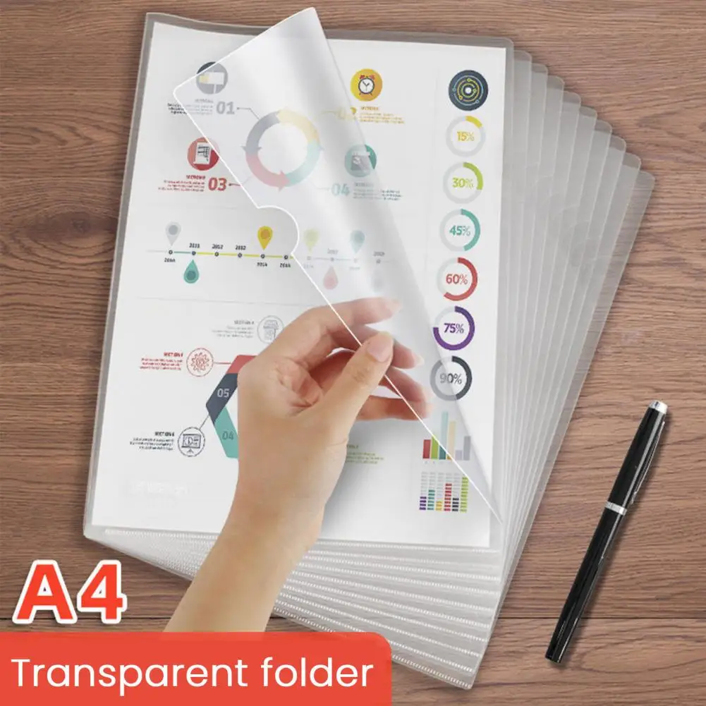 High File Organizer Transparent A4 File Folder Set for Office School Supplies 30 Pcs L-type Document Sleeves Desktop Organizer