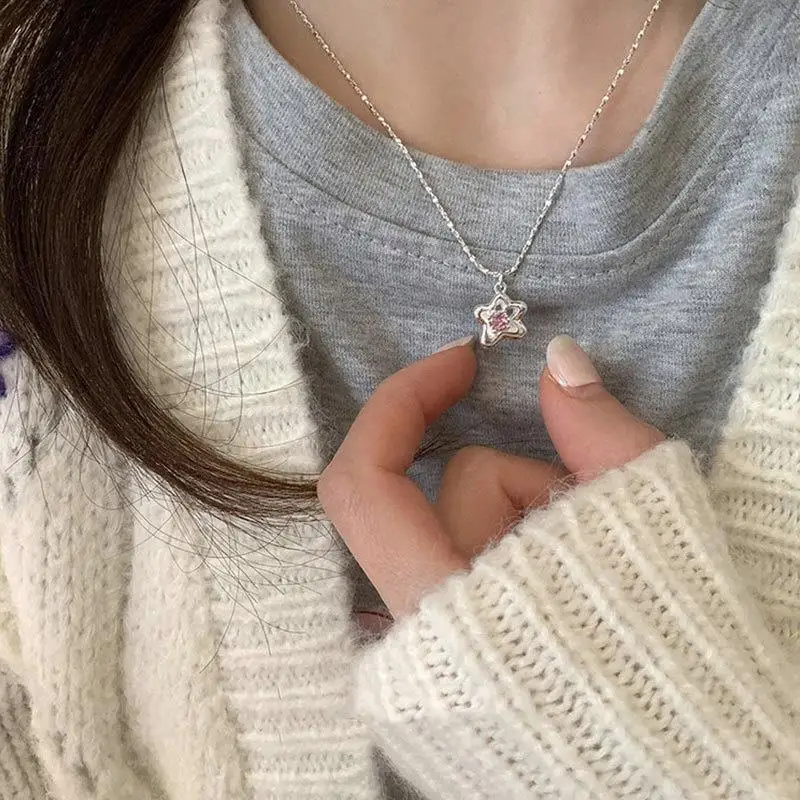 2023 NEW Bling 925 Silver Sterling Star Necklace For Women Clavicle Chain Woman Jewelry Birthday Gift Accessories
