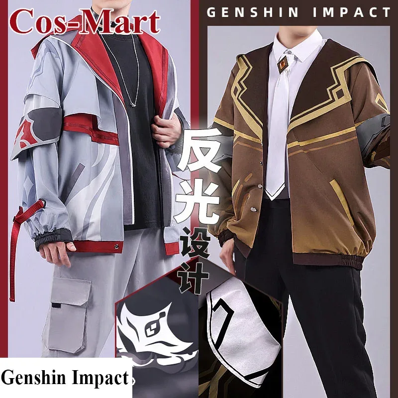 

Cos-Mart Game Genshin Impact Zhongli/Tartaglia Косплей Костюм Красивый повседневный наряд Пальто Одежда для ролевых игр и вечеринок