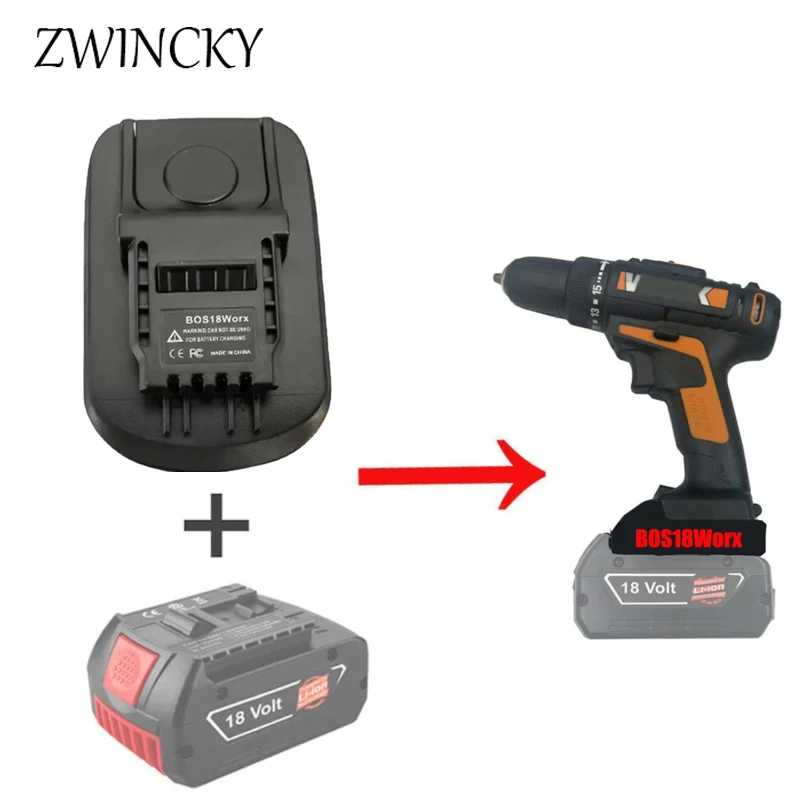 BOS18WORX Battery Adapter For Bosch 18V BAT609 BAT618G Li-ion Battery Convert To For Worx Orange 20V 4Pin Electrical Power Tool