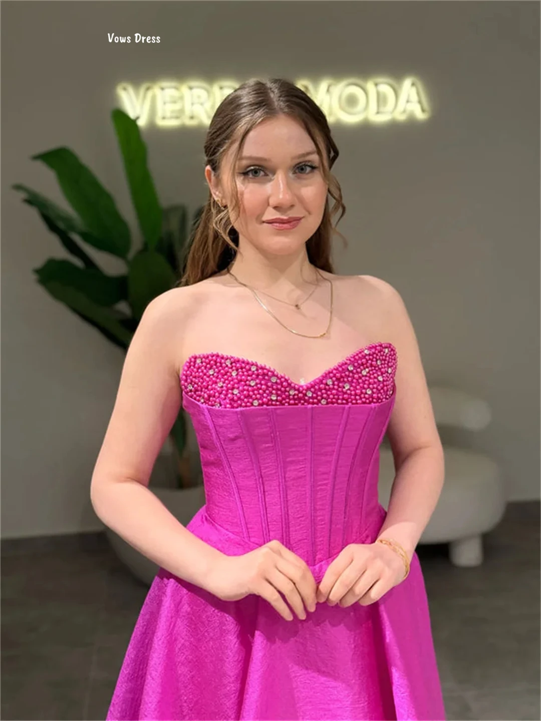 Vows Robes De Cocktail en mousseline De soie robe De soirée femme ligne une Robes De soirée élégantes pour mariage femme sur mesure bustier tubulaire bal