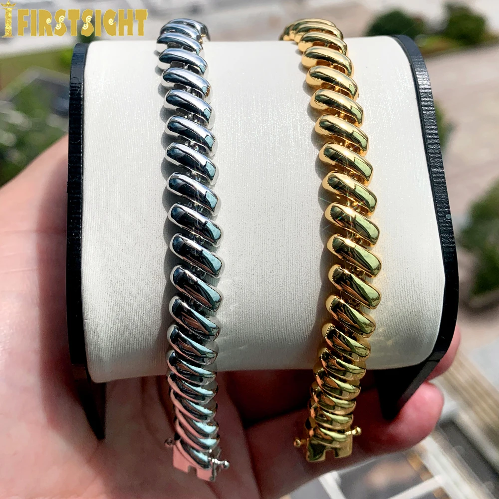 Iced Out Snake Chain Necklace Women Silver Color High Polished Plain Bracelet Earring European Female Fashion Jewelry Set