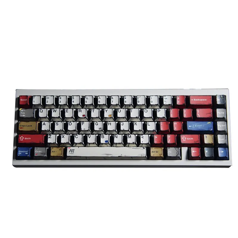 Comic Style Mixed Light Keycaps Cherry Profile Cherry PBT 141 Keys Sublimation Keycaps For MX Switch Gaming Mechanical Keyboard