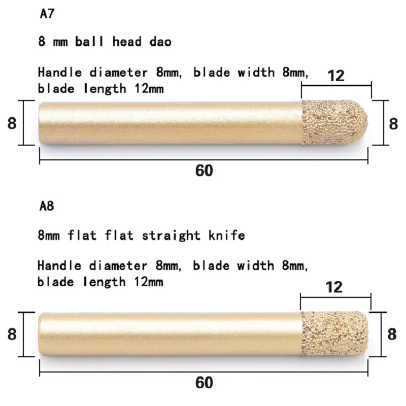 6mm 8mm Cone Ball Head Composite Brazing Knife Stone Carving Milling Cutter Marble Carving Tool Cnc Granite End Mill