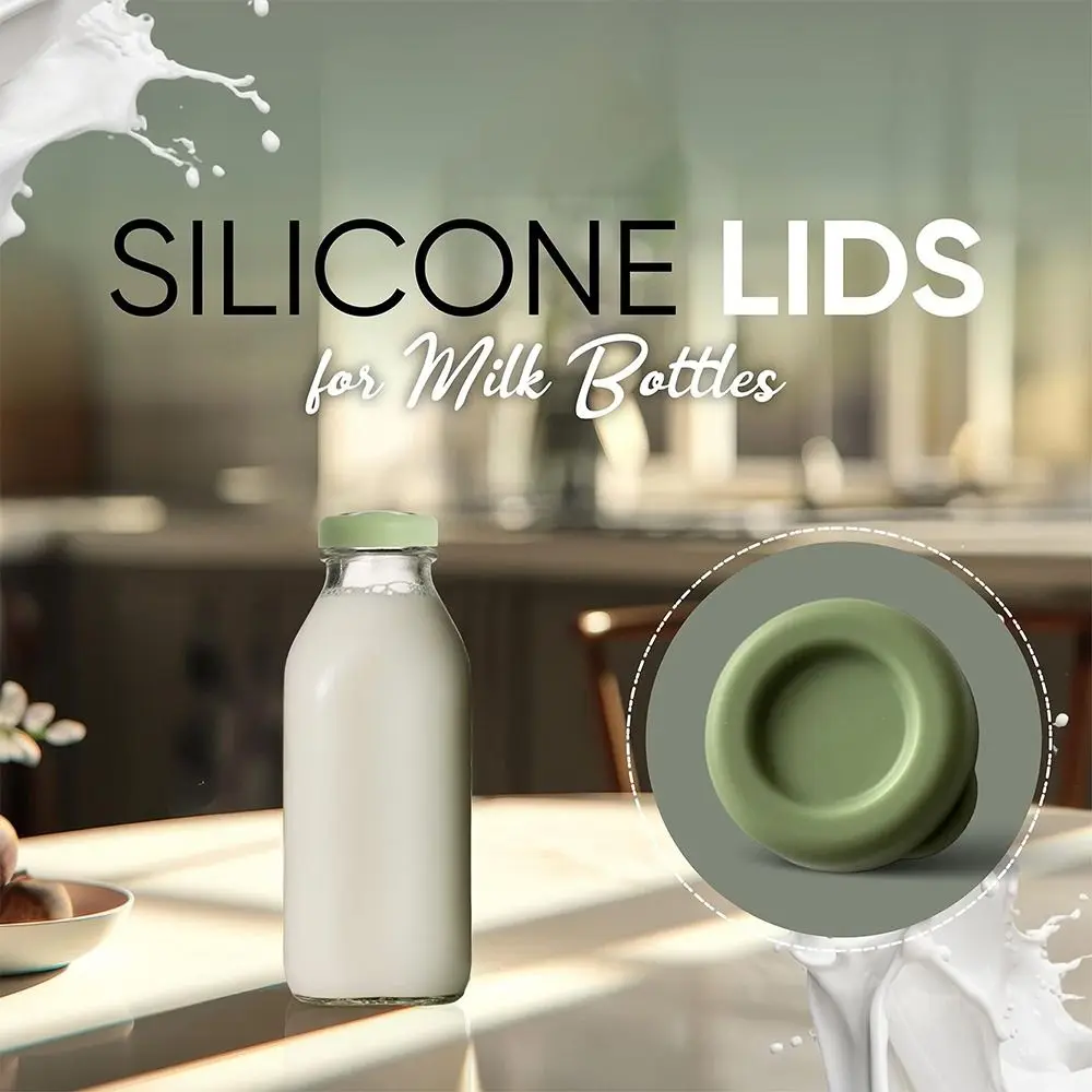 2Pcs Silicone Replacement Caps Reusable Milk Glass Bottles Lids Long-Lasting and Easy to Clean Bottle Kitchen Tool view 3
