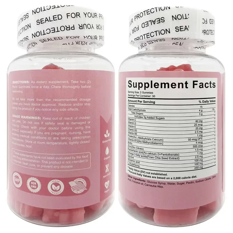 60 Pills Gummies Brightening Gummies Skin Vitamin Gummy Bears