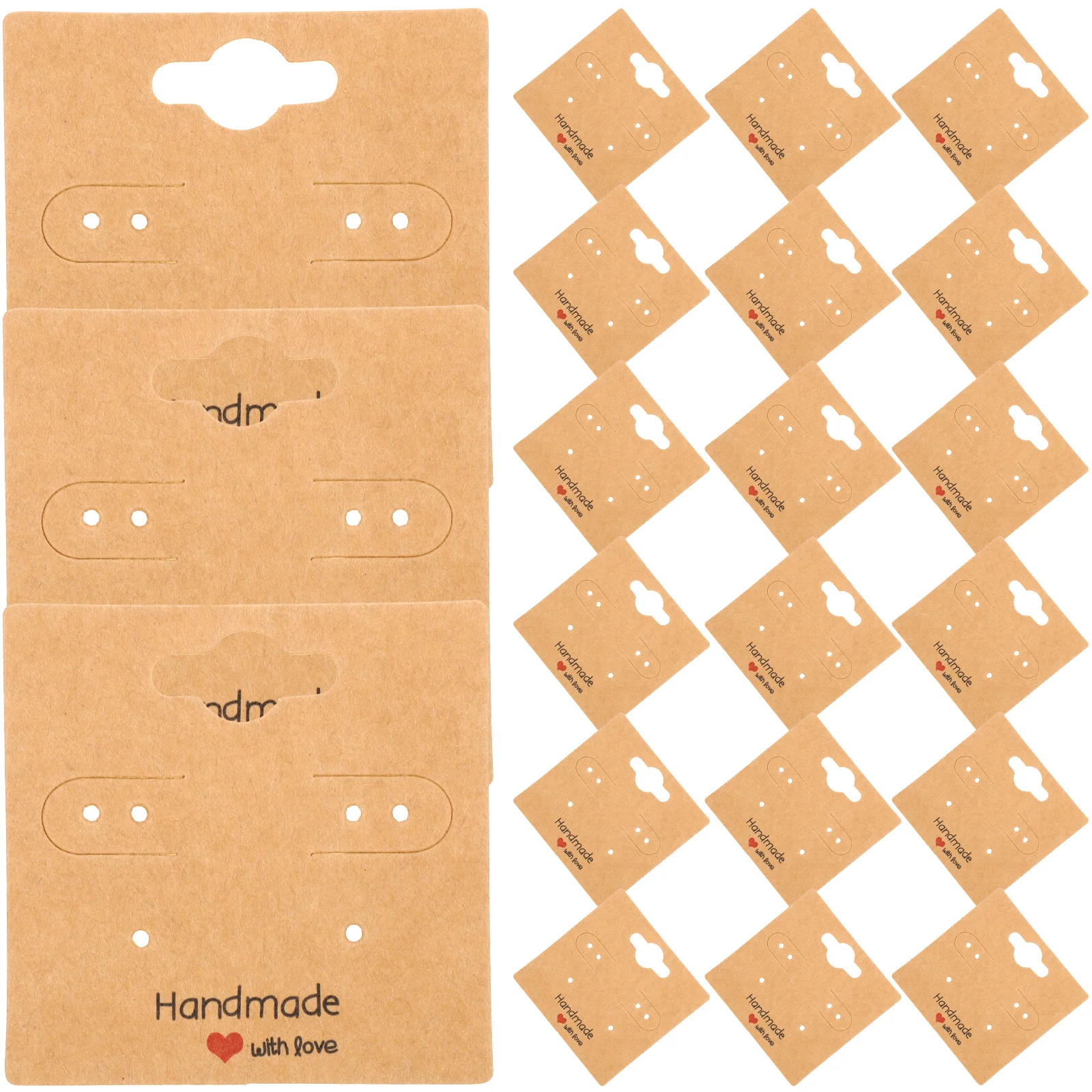 

100 Sheets Small Earring Cards Kraft Paper Display Jewelry Holder DIY Craft Trade Exhibits Premium Quality