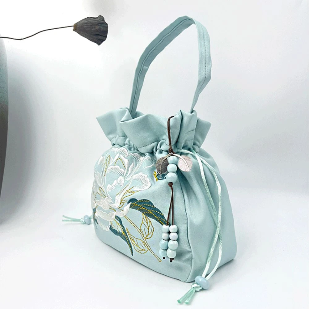 العرقية نمط التطريز الرباط حقيبة الحرير الساتان حقيبة كتف النمط الصيني حقيبة يد Hanfu اكسسوارات حقيبة التخزين #1