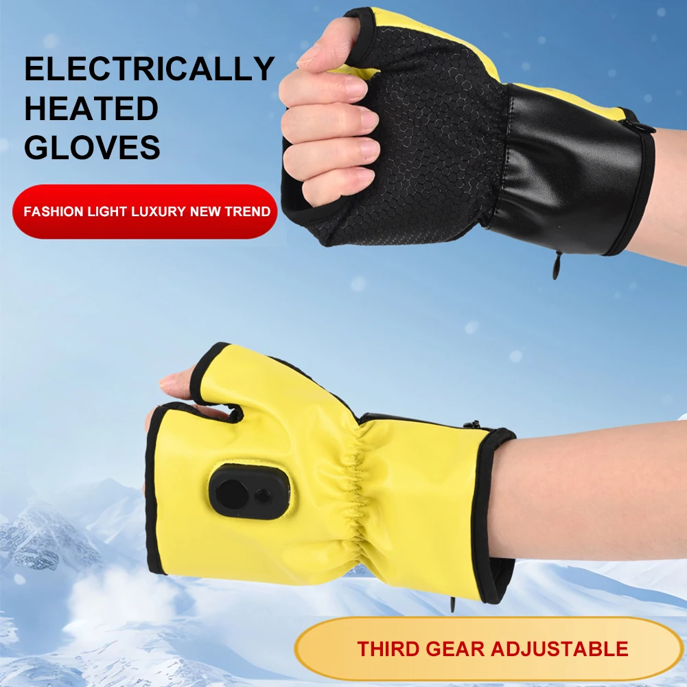 NEW Motorcycle Heated Glove Waterproof Rechargeable Heating Fingerless Rechargeable Hand Warmer Thermal Winter Heated Gloves