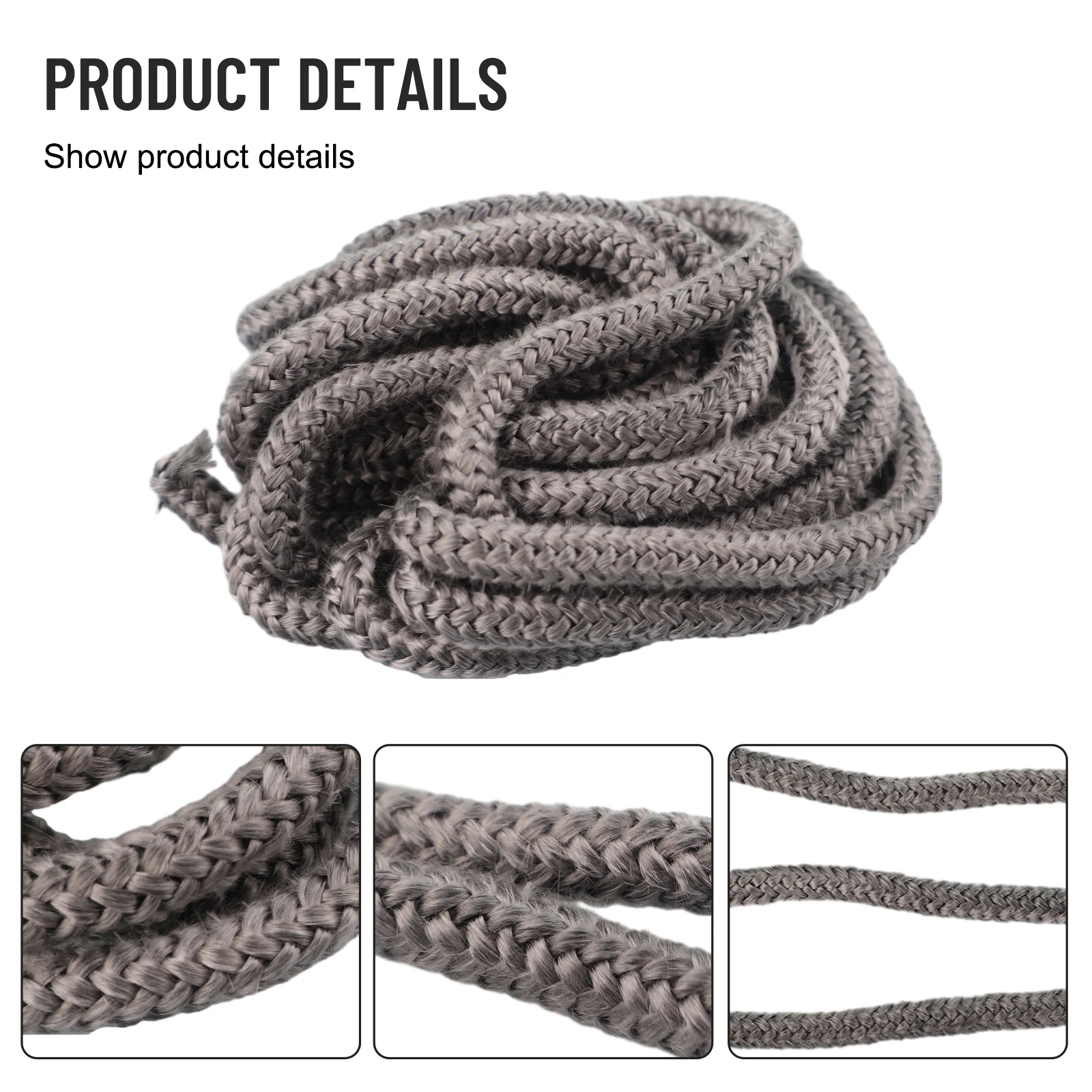 Fireplace and Wood Stove Door Seal Fiberglass Rope 9mm Diameter 300cm Length for Optimal Burn Efficiency and Safety