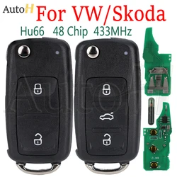 Car Smart Key 433MHz for VW Volkswagen Passat Golf 4 5 6 Polo Beetle Eos Jetta Tiguan Rapid Skoda Seat ID48 Hu66 Flip Remote Key