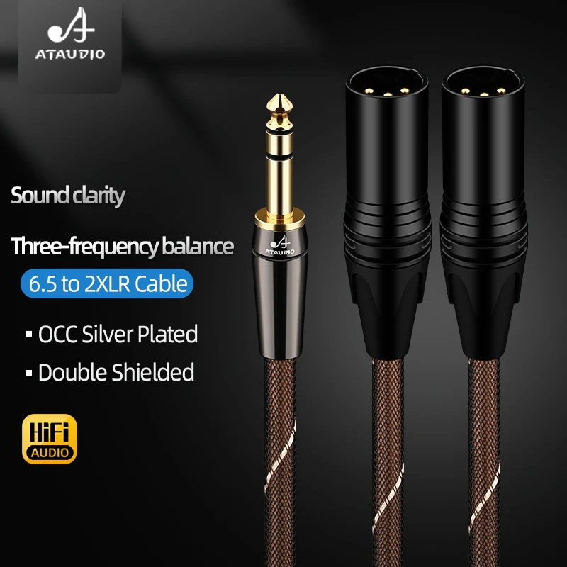 HiFi Audio Cable TRS to 2XLR Y Splitter 6.5mm TRS Male to 2XLR Male or Female for Microphone Mixer Cable