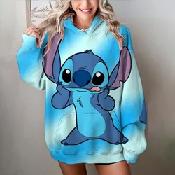 Disney Stitch print Hoodie Women Fashion Oversized Hoodies Women Sweats Flower Coat Sweatshirt With Pocket Pullovers Sudaderas