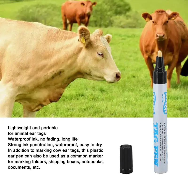 Pigs Ear Mark Pens Waterproof Black Marker For Livestock Animals Permanent Tags Device Tools Ear Tag Number Non-deformation