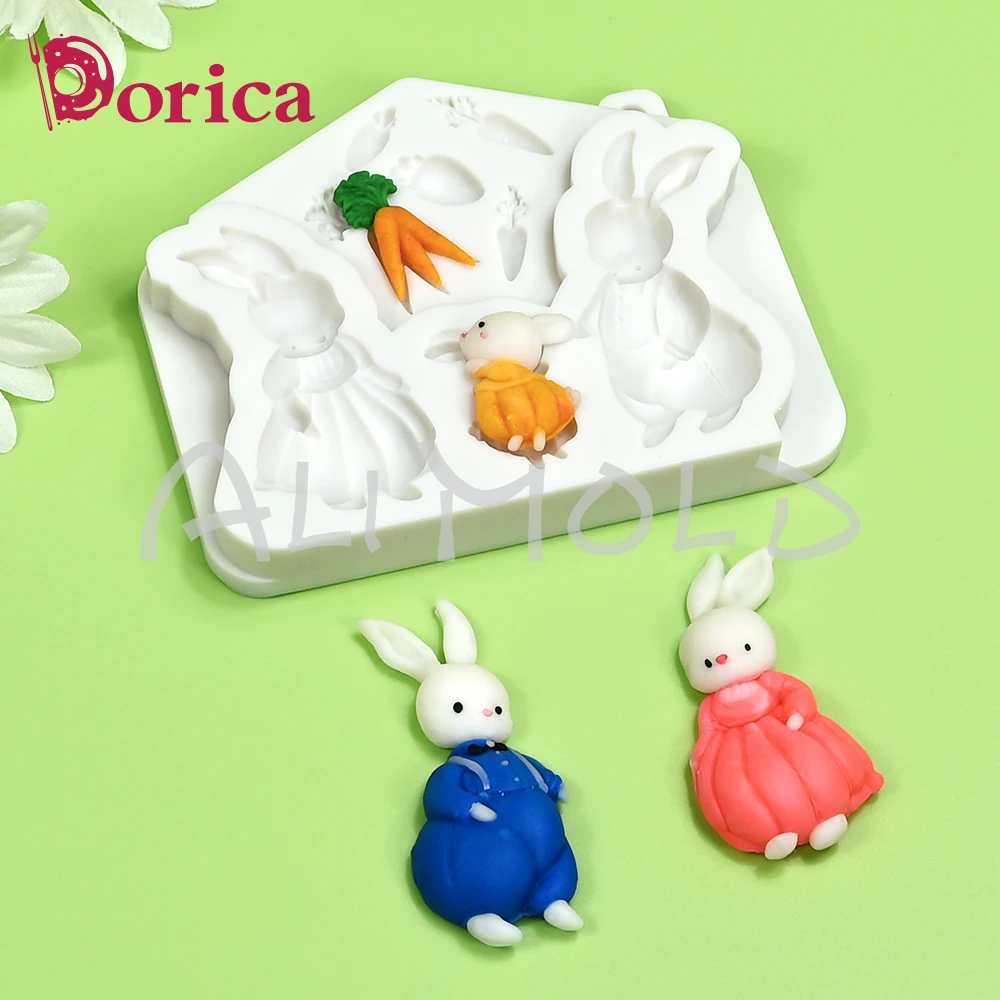 Królik/marchewka kremówka silikonowe formy DIY wielkanocna forma na czekoladki żywica glina Model narzędzie do dekorowania ciast kuchenne akcesoria do pieczenia