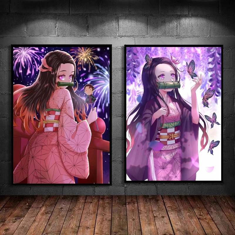 

Canvas Paintings Posters Demon Slayer Kamado Nezuko Hanging Gifts Living Room Wall Art Children Bedroom Decor Decorative Picture