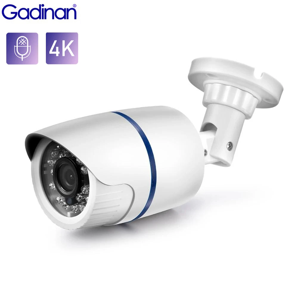 

Gadinan 3840*2160 8MP 5MP 4MP Audio POE IP Camera Outdoor Home Motion Detection Bullet CCTV IR Night Vision Security Protection