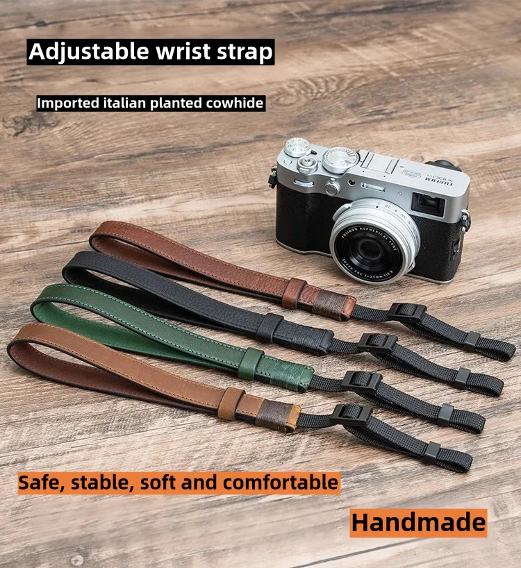 

Camera wrist strap for FUJIFILM XM5, SONY A7M4, ZVE10, NIKON ZF, Z30, CANON R50, R10. Decorative genuine leather accessories