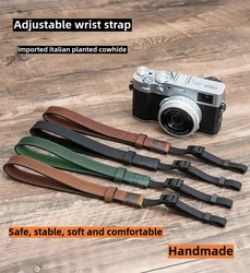 Camera wrist strap for FUJIFILM XM5, SONY A7M4, ZVE10, NIKON ZF, Z30, CANON R50, R10. Decorative genuine leather accessories