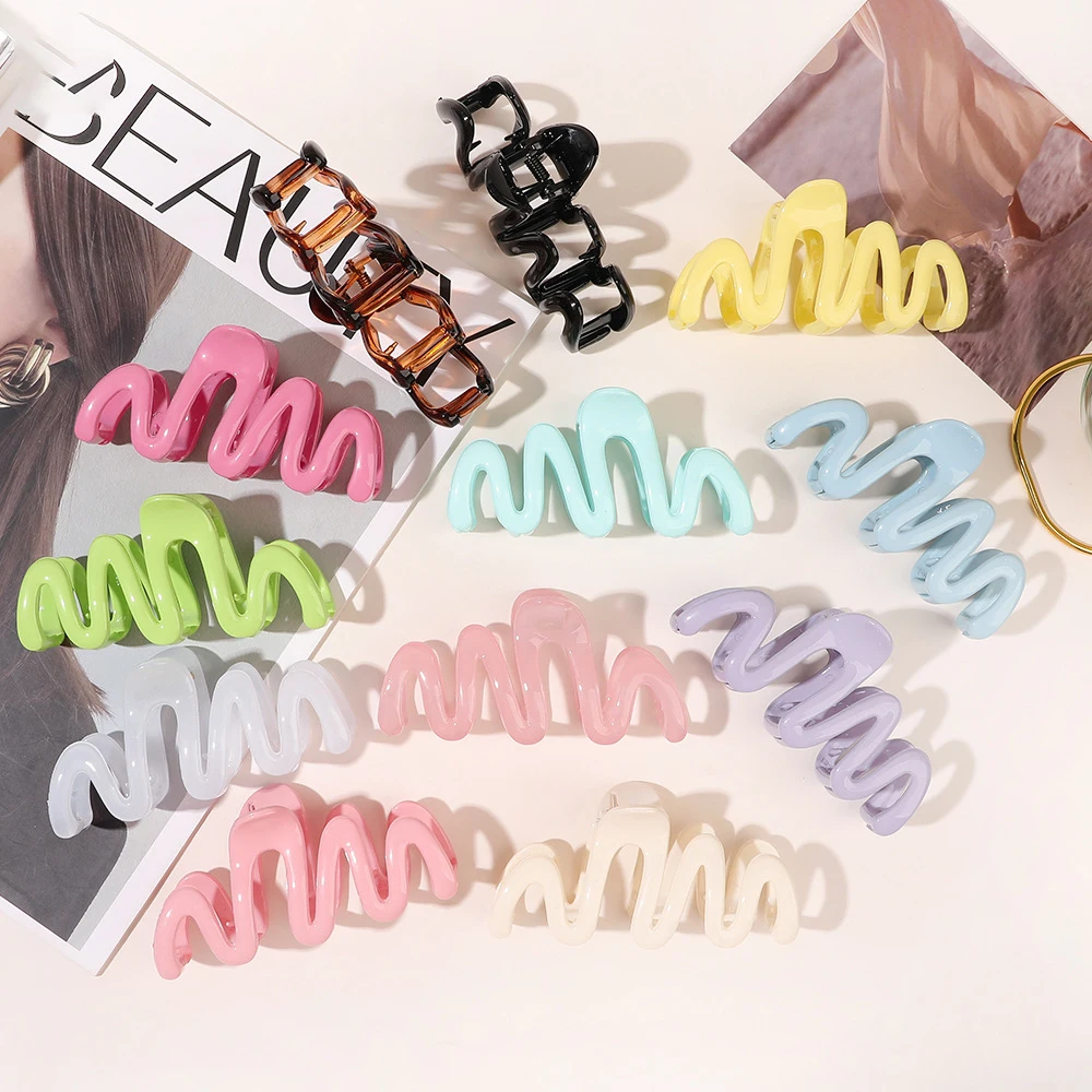 New in Colorful Color Wave Crab Hair Claw Clip for Women Girls Fashion Korean Large Hairpin Claws Clips Accessories Headdress