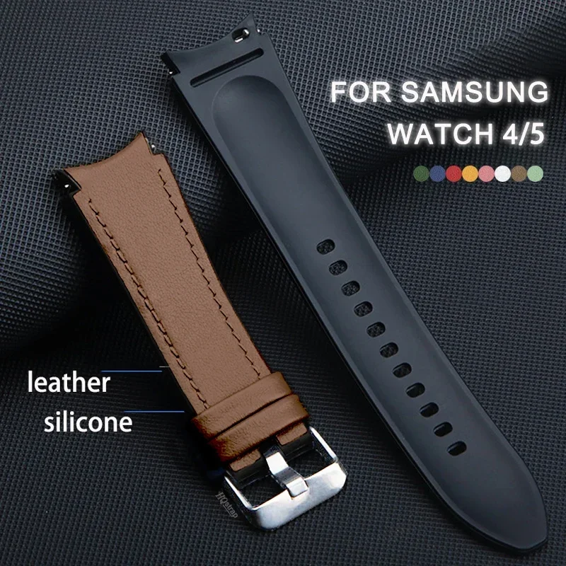 No Gaps Watch Band for Samsung Galaxy Watch 6 5 4 40mm 44mm 45mm Silicone Leather Bracelet for Samsung Watch4 Classic 42/46 Belt