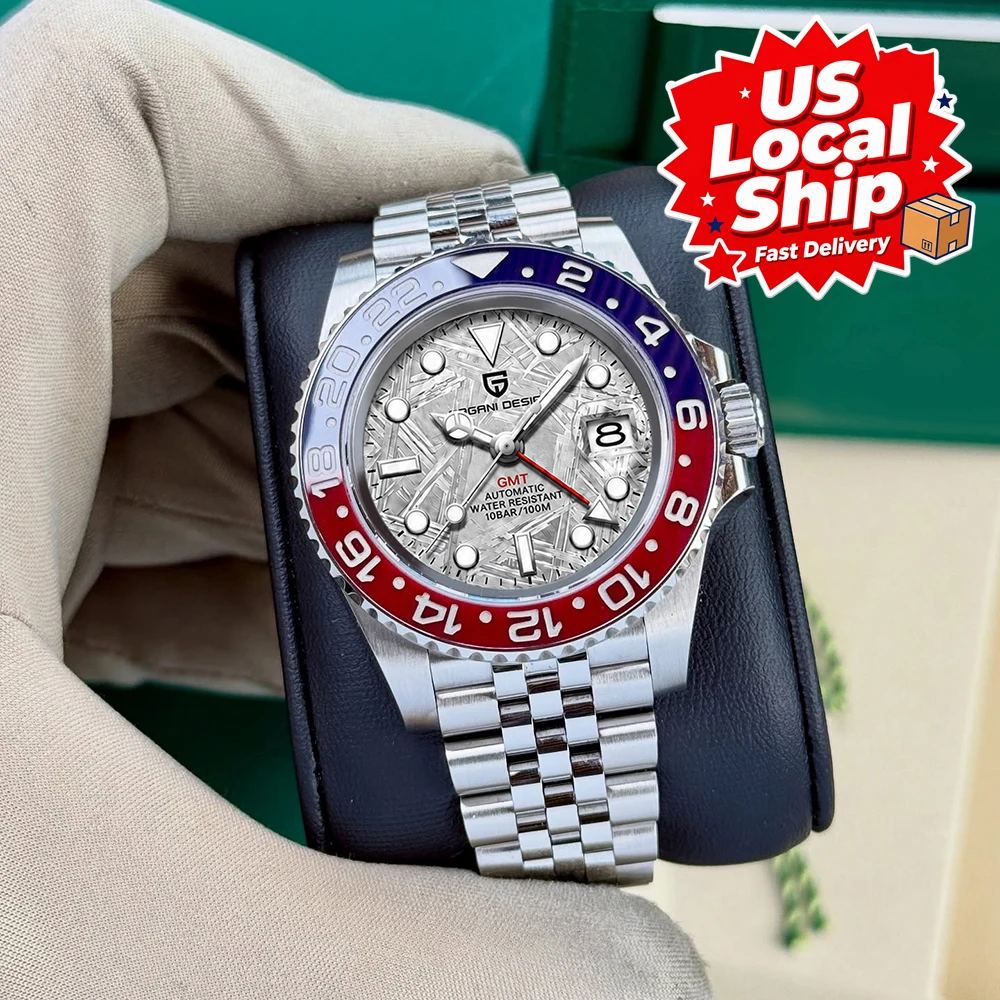 2026 New Luxury GMT Watch for Men, Automatic Mechanical Wristwatch Black Blue Batman Bezel 100M Waterproof Luminous Stainless Steel Jubilee Bracelet Business Sport Watch for Man Reloj Hombre+GIFT BOX