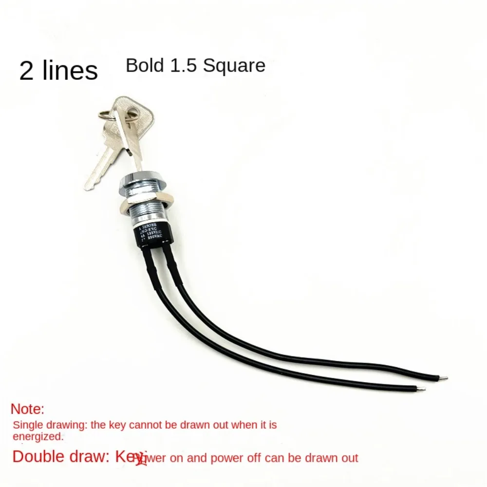 Key switch, elevator power lock 19mm 2801 plus cable, key single/double pumping