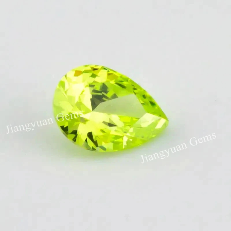 Größe 3x5mm~10x12mm 5A Zirkon Birnenförmiger Apfelgrüner Kubischer Zirkonia Stein Loser CZ Synthetischer Edelstein für Schmuckherstellung – Detail 4